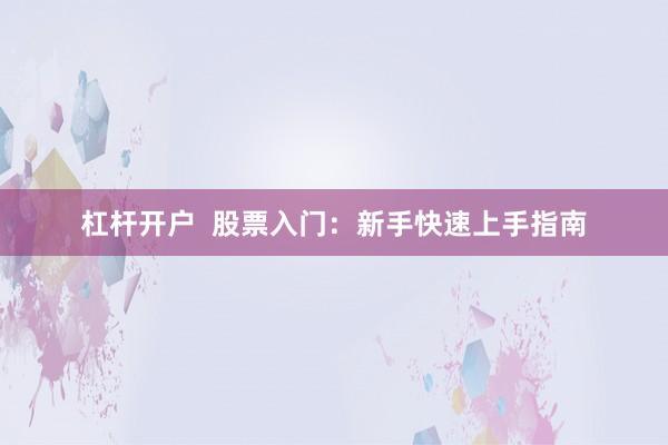 杠杆开户  股票入门：新手快速上手指南