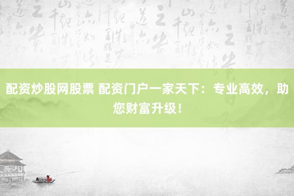 配资炒股网股票 配资门户一家天下：专业高效，助您财富升级！