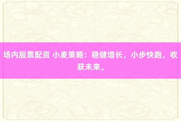 场内股票配资 小麦策略：稳健增长，小步快跑，收获未来。