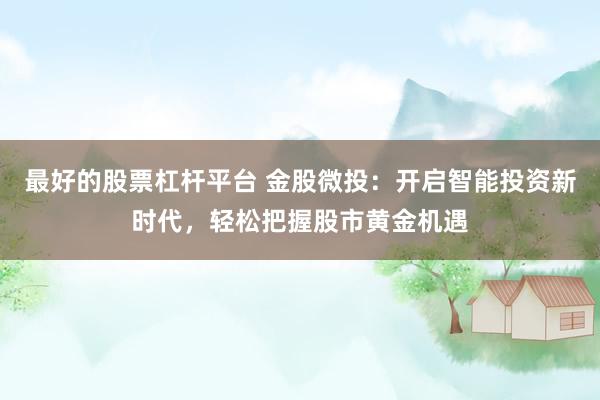 最好的股票杠杆平台 金股微投：开启智能投资新时代，轻松把握股市黄金机遇