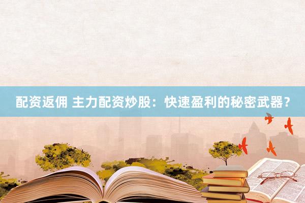 配资返佣 主力配资炒股：快速盈利的秘密武器？