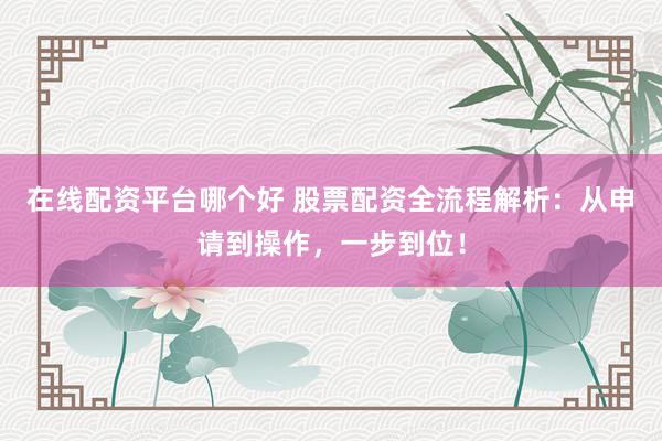 在线配资平台哪个好 股票配资全流程解析：从申请到操作，一步到位！