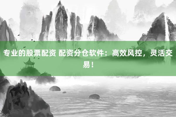 专业的股票配资 配资分仓软件：高效风控，灵活交易！