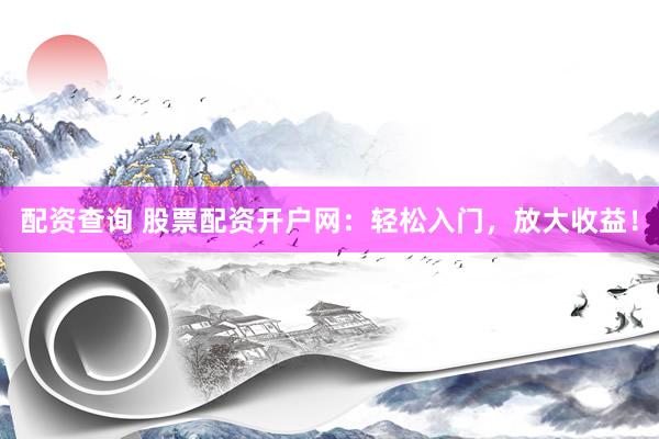 配资查询 股票配资开户网：轻松入门，放大收益！