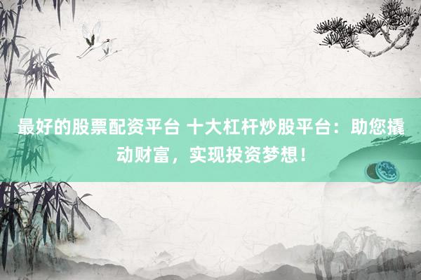 最好的股票配资平台 十大杠杆炒股平台：助您撬动财富，实现投资梦想！
