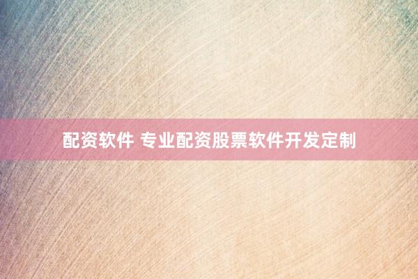 配资软件 专业配资股票软件开发定制